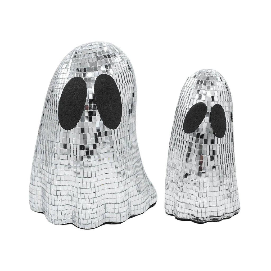 Silver Halloween ghost desktop decoration with mosaic mirror patch design in two sizes