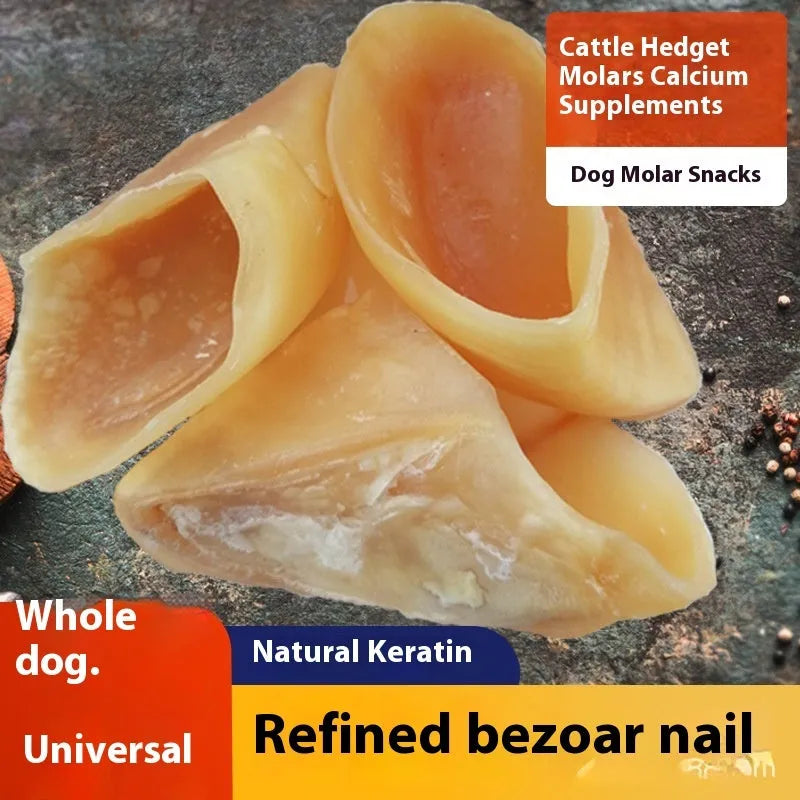 Natural cowhide dog chew in hoof shell colour for small and large dog breeds
