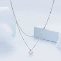 Sterling silver necklace with double-layer pendant and pearl chain style