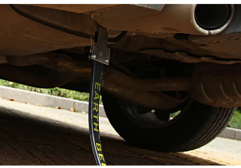 Black 370mm long car anti-static grounding strap with chain links for winter use on cars and SUVs.