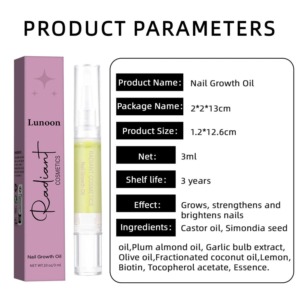 3ml nail growth treatment oil bottle for promoting healthy nails with wash-free application