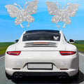 Diamond-encrusted glass car sticker in bear paw or butterfly design for vehicle decoration