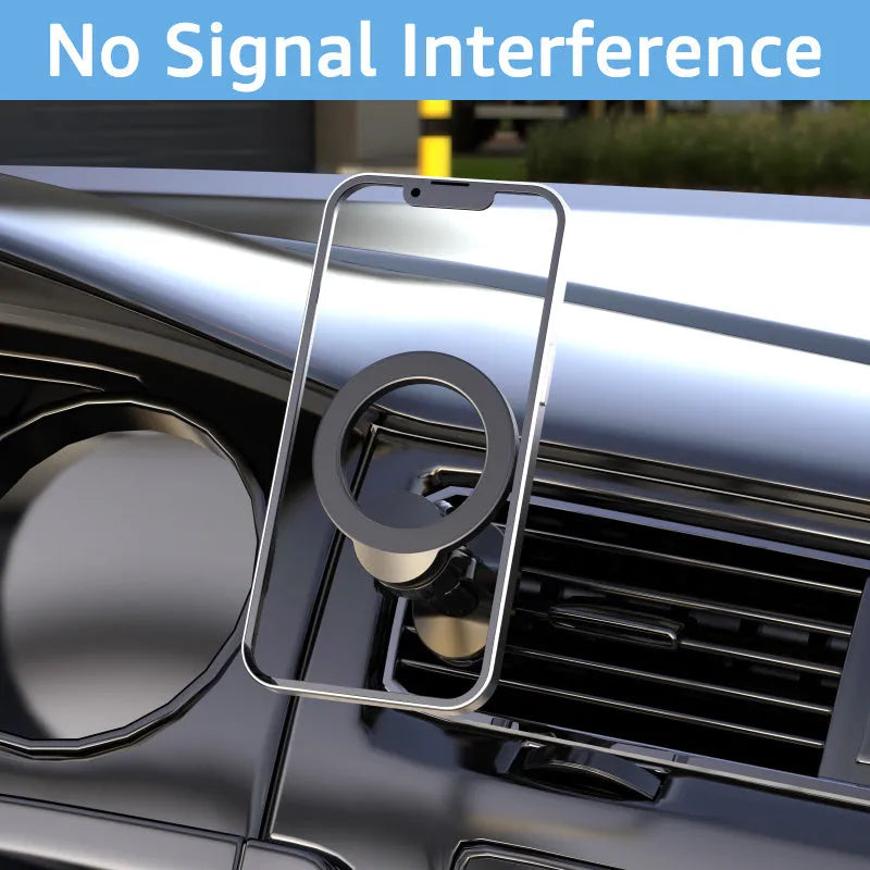 Black magnetic car phone holder with O-ring bracket for vehicles