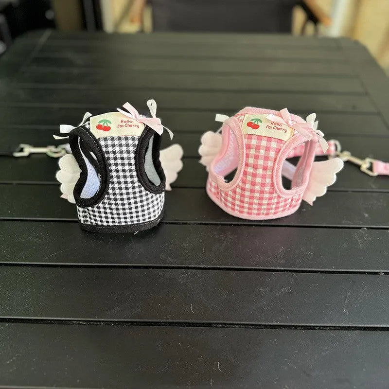 Cotton chest and back hand-holding rope for small dogs in pink or black