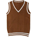 Women's slim fit V-neck striped acrylic sweater in wine red colour showing waistcut design
