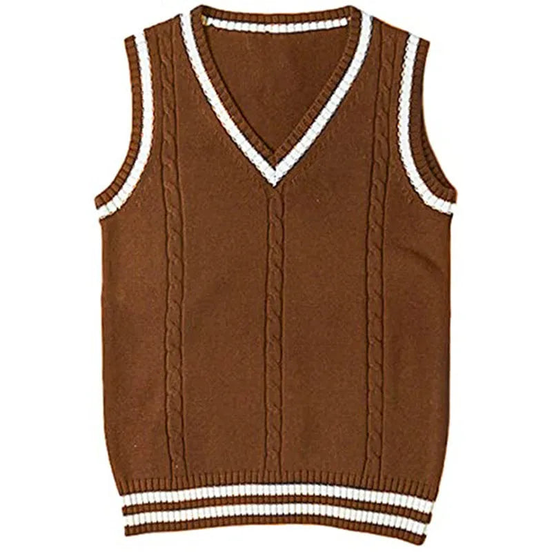 Women's slim fit V-neck striped acrylic sweater in wine red colour showing waistcut design