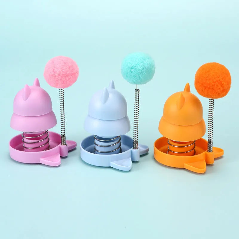 Blue mint ball cat toy on a stick for licking, teeth cleaning, and interactive play.