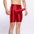 Men's shiny silky nylon sports shorts in plus sizes, available in multiple colours.