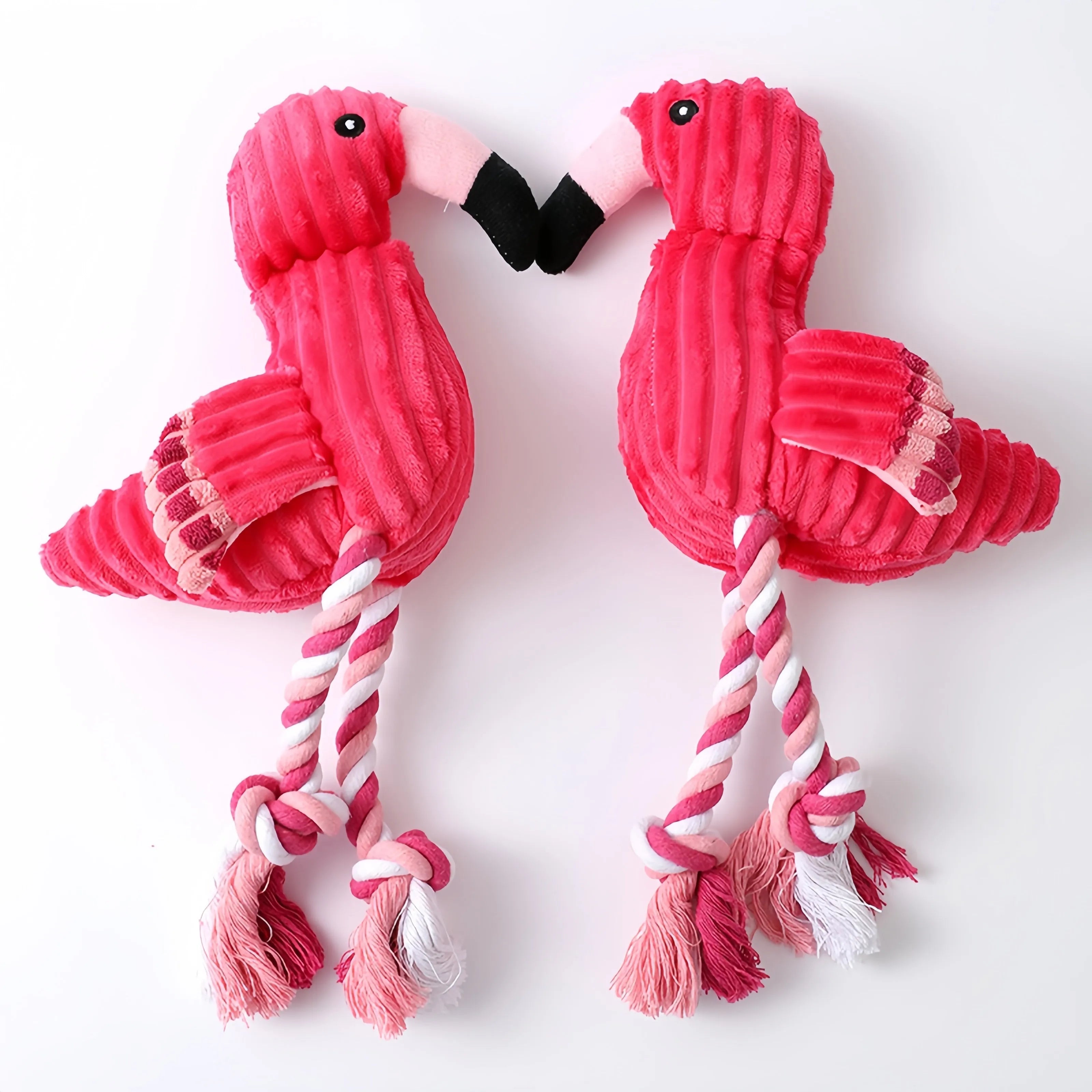 Pink corduroy rabbit-shaped dog toy with crinkle sound, measuring 28cm.