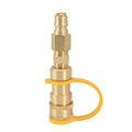 Brass propane gas charging connector with 3/8 American standard thread and gold colour finish