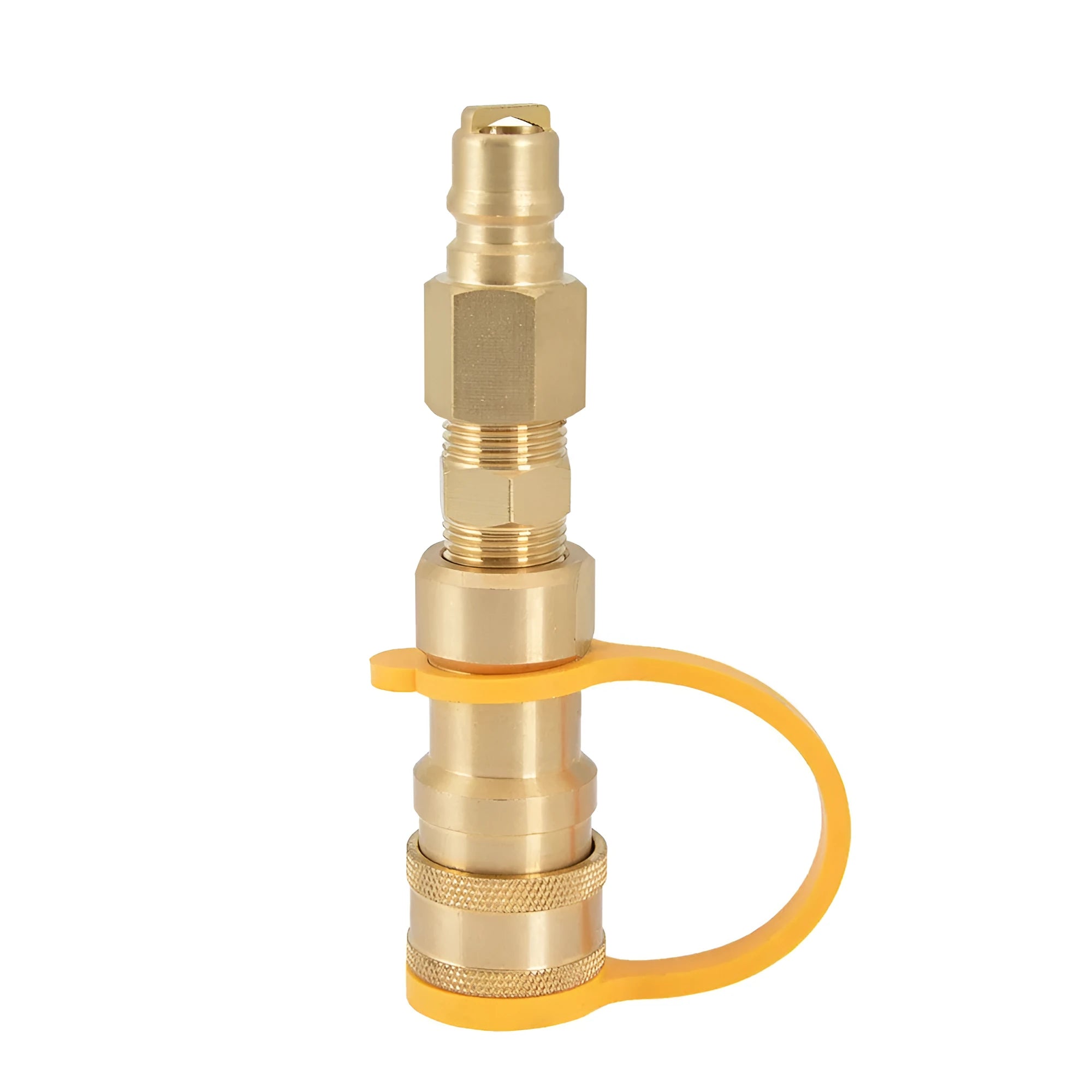 Brass propane gas charging connector with 3/8 American standard thread and gold colour finish