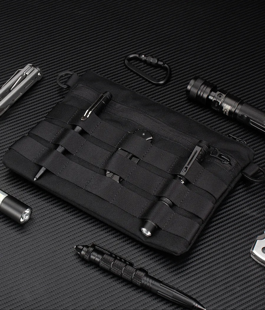 Black Oxford cloth outdoor kit with 18x3.5cm dimensions for military fans