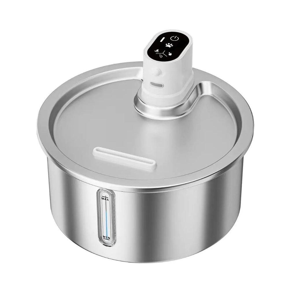 White or black stainless steel pet water fountain with heating base and circulation pump