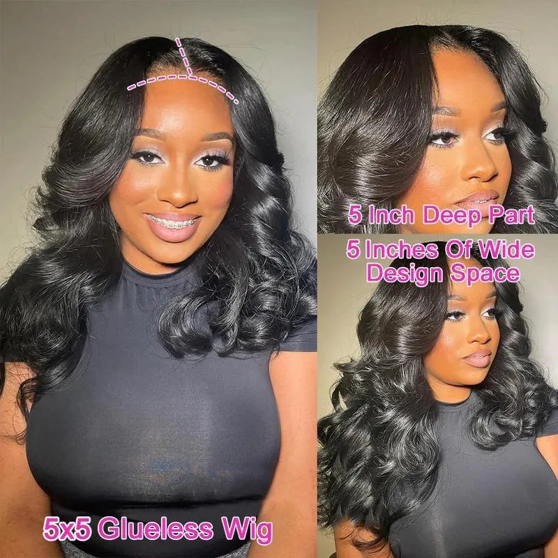 Black 100% human hair lace front wig with wavy curly texture and natural baby-hair hairline