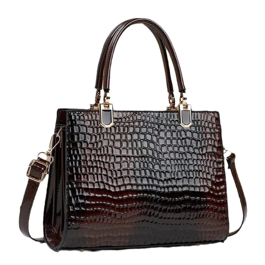 Soft PU one shoulder women's handbag in horizontal square shape with internal organisation pockets