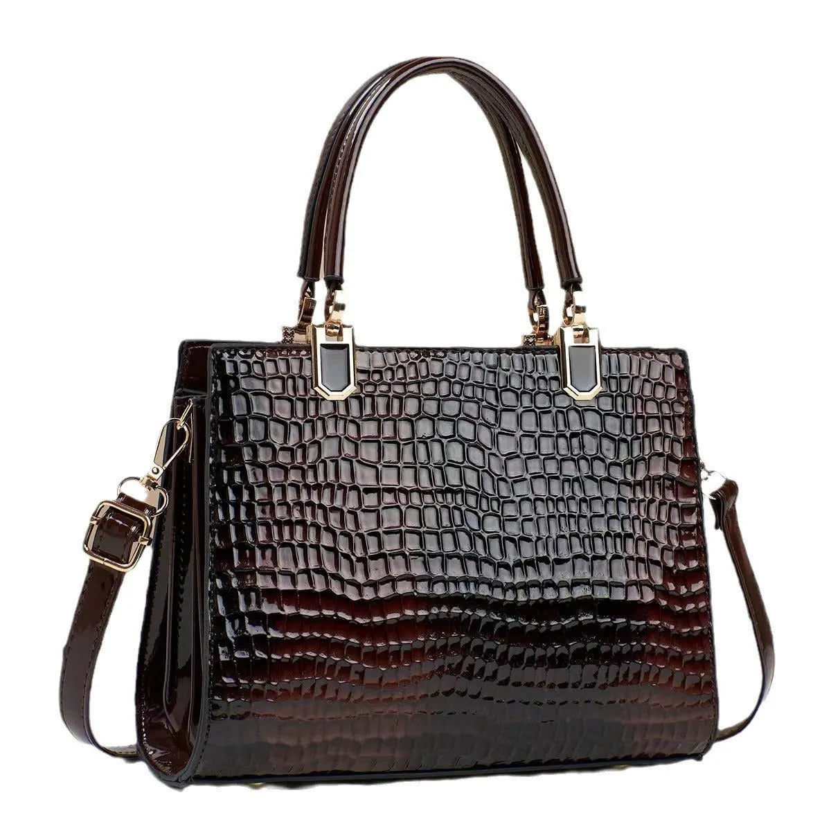Soft PU one shoulder women's handbag in horizontal square shape with internal organisation pockets