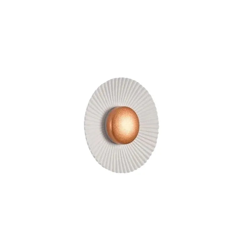 Round aluminium wall lamp with LED lighting in multiple colour variations including gold and white combinations