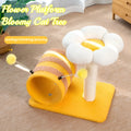 Yellow Bee-shaped cat climbing frame with sisal scratching post and fabric tunnel