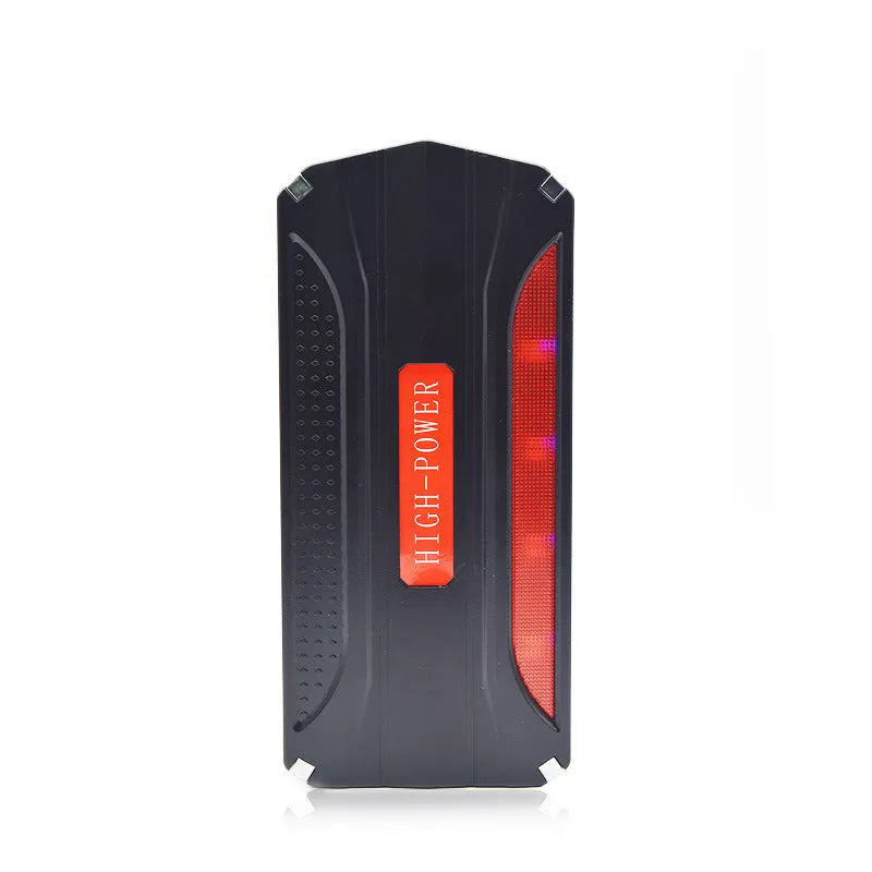 Black and red 12V emergency starting power supply with 7800mAh capacity for vehicle battery jump-starting