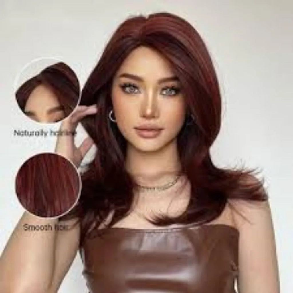Mid-length platinum gradient colour synthetic wig with long curly hair and bangs