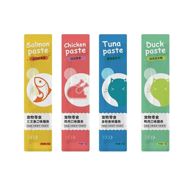 10-piece chicken catgrass flavour cat snack strips for kittens