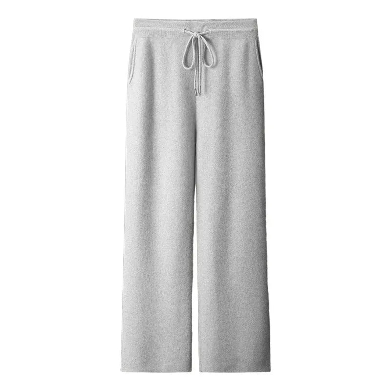 Men's Thickening Wide Leg Pants in Wool Solid Colour Mid-High Waist Drawstring Casual Trousers Available Light Gray Dark Gray Light Camel Black Caramel Cyan S-XXL