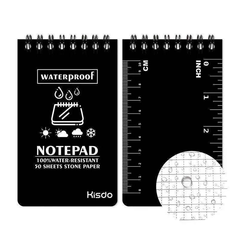 A5 waterproof spiral notepad with stone paper pages in six colour options