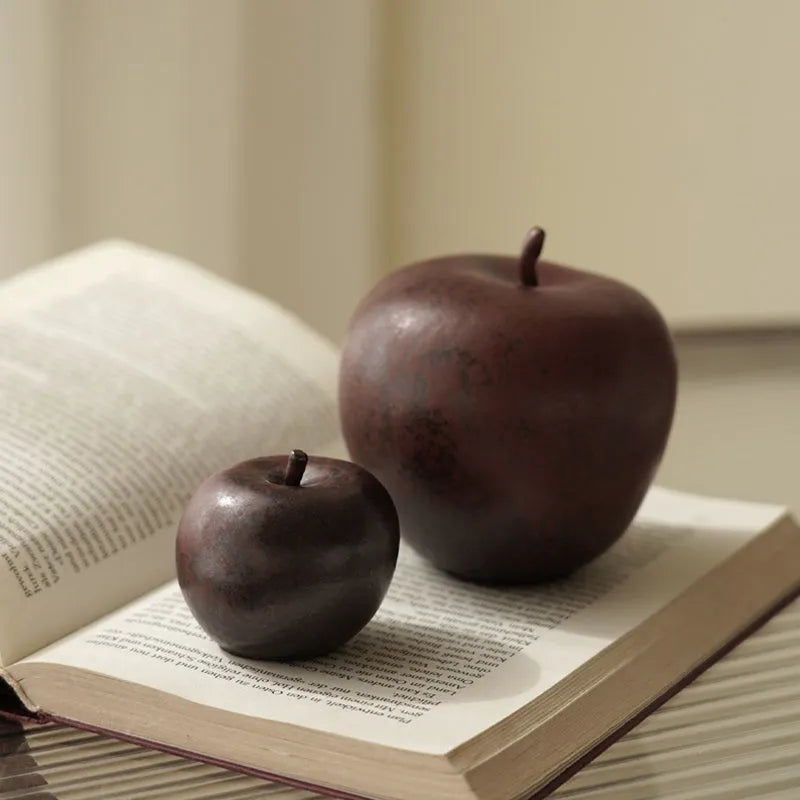 Retro Chinese-style ceramic apple desktop ornament in large and small size options.
