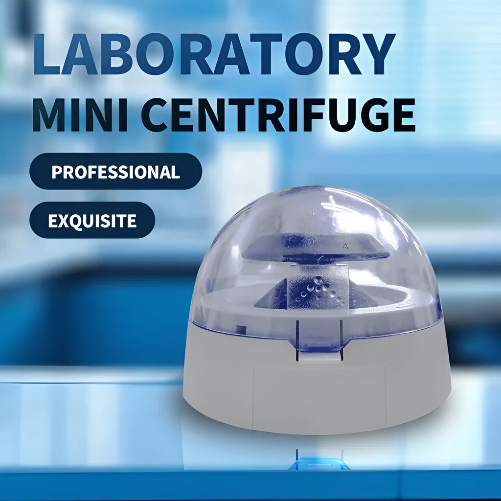 Compact mini laboratory centrifuge measuring 157mm with 7000 rpm speed for sample processing