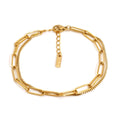 Geometric women's bracelet with twin titanium steel double-layer construction in gold or silver finish