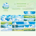 Japanese paper washi tape roll with cloud and sky theme designs including twilight and purple nebula patterns
