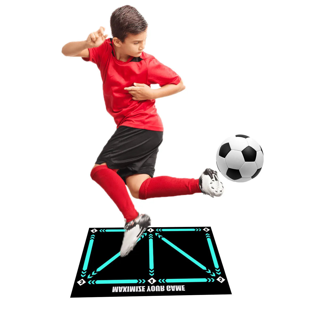 Indoor football training mat in cushion colour with rubber construction for skill lifting practice