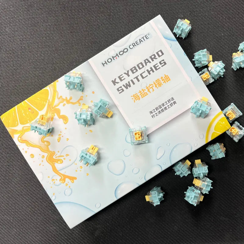 Pack of 36 Sea Salt Lemon PRO Mute coloured mechanical keyboard switches.