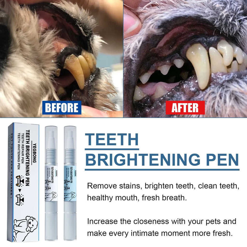 Yegbong pet teeth whitening pen twin pack with dental brushes for dog and cat dental care