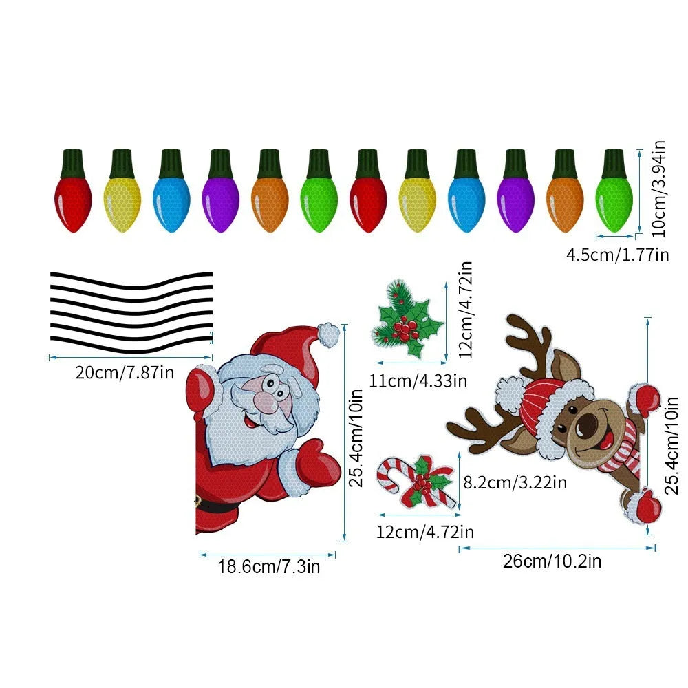 Cartoon Christmas elk reflective magnetic sticker with 6 thread design in RFM026 colours