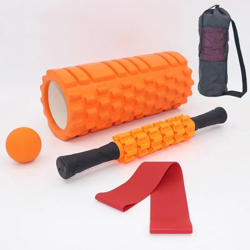 33cm black foam roller massage bar with six-piece roller design