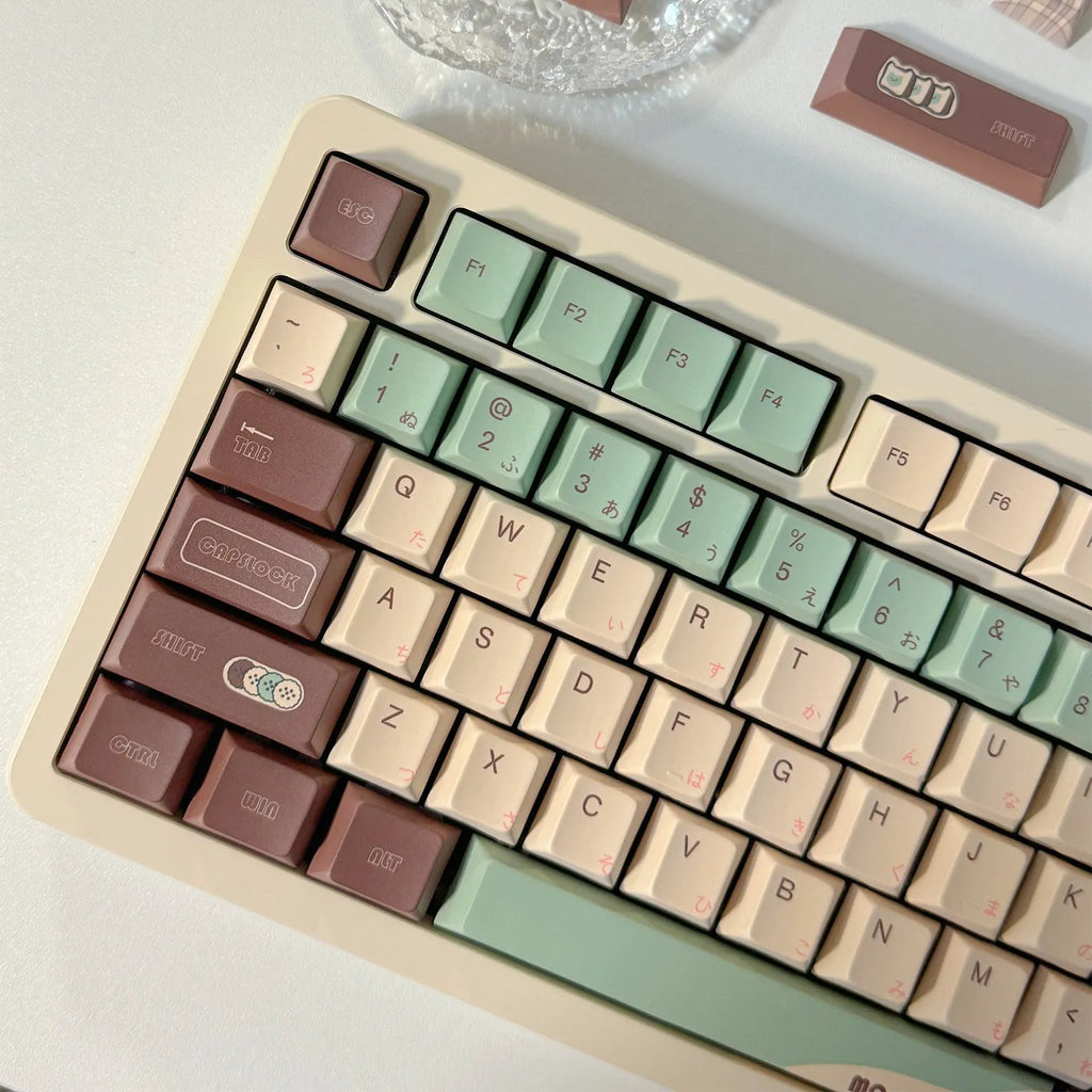 CAP Adaptive mechanical keyboard keycap set in Matcha Theme colour with ergonomic design.