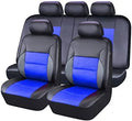 Artificial leather car seat covers in multiple colours with stitching patterns for 5-seater vehicle protection