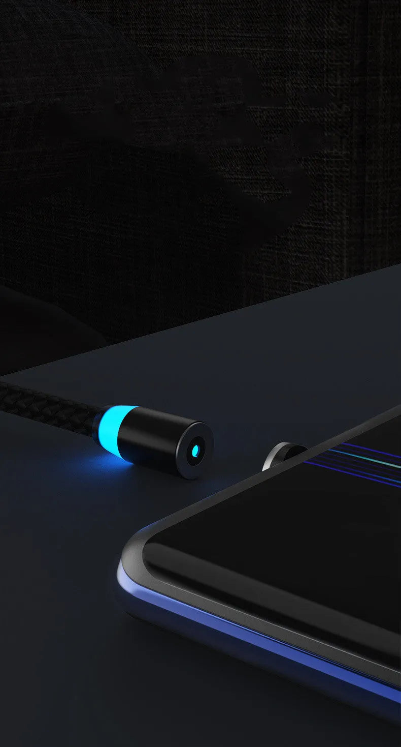 Magnetic phone charging cable with breathing light in various colour options