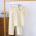 Women's washed cotton gauze short-sleeved trousers casual outfit set in flower sea pattern
