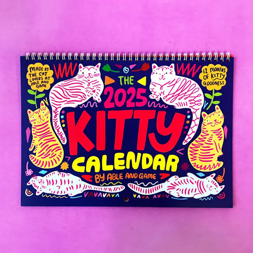 2024 2025 cat calendar wall planner with feline themed monthly pages