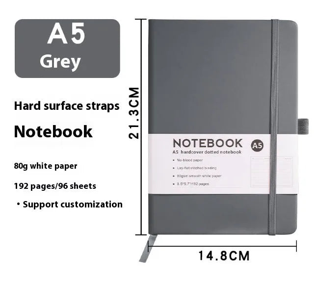 A5 soft skin-feel PU leather diary with strap closure and horizontal ruled pages in multiple colour options