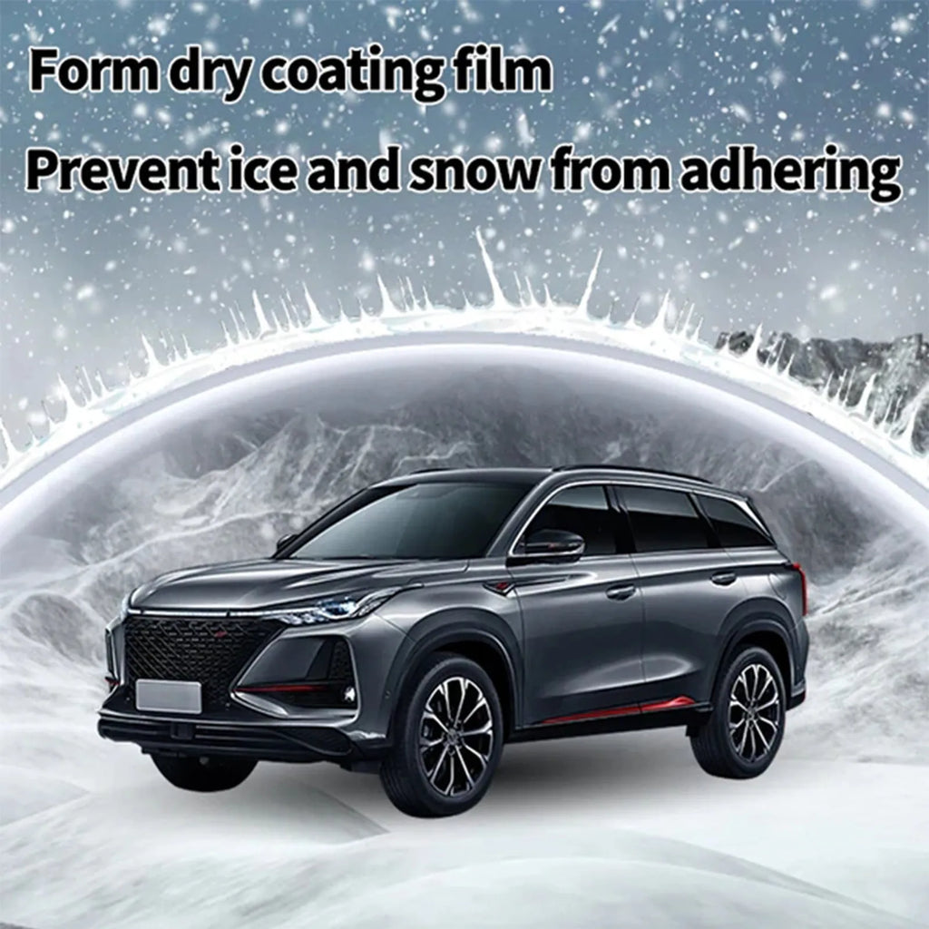 Compact car snow brush with hydrophobic nano coating measuring 5x9x14cm