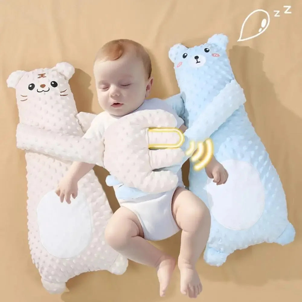 Infant exhaust pillow with remote control, plush cartoon design for baby sleep