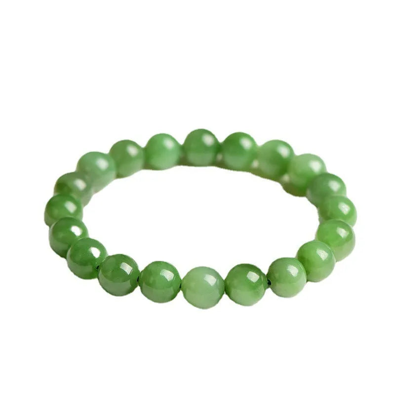 Natural jasper ball bracelet made from polished Hetian jade beads, shown in multiple bead size options.