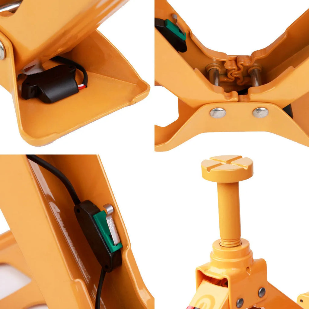 Yellow car electric jack set with electric wrench for vehicle maintenance