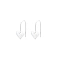 Silver heart shaped earrings with glossy three-dimensional Korean style design