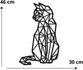 Carved metal wall art cat shape black galvanised iron 46x30 centimetre laser engraved