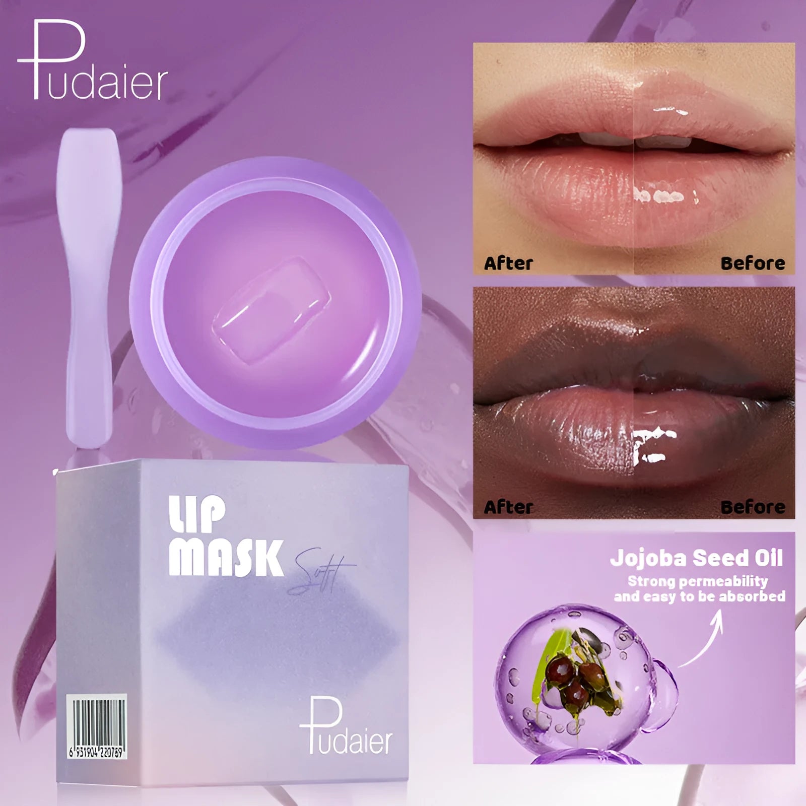 10ml lip balm exfoliating treatment box with lip film and scraper tool for lip lines