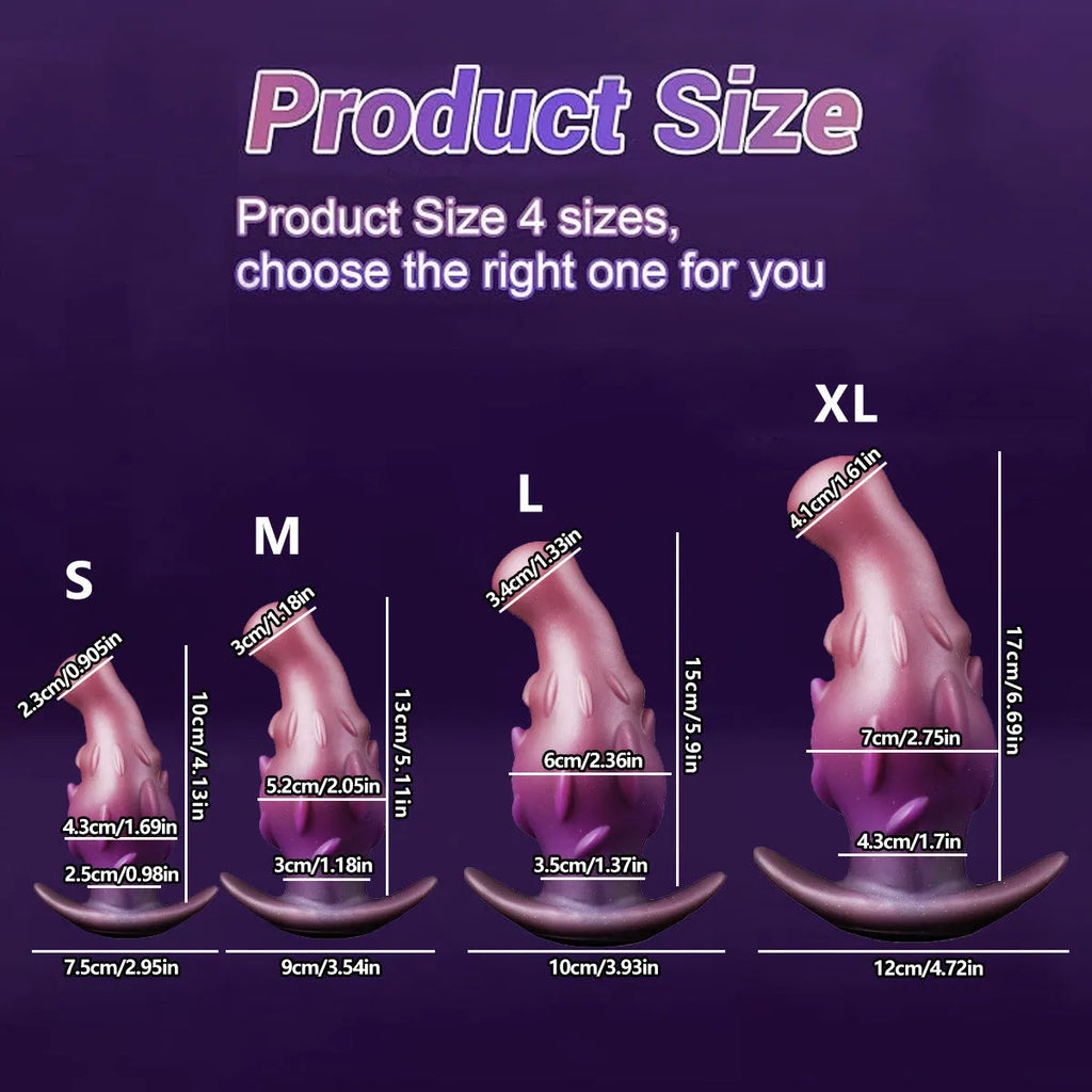 Unisex liquid silicone masturbator available in purple gold and black colors with size options S M L XL